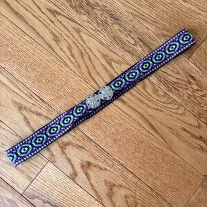 Vintage Purple woven fabric and sand dollar clasp coastal cowgirl style Belt